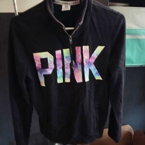 PINK Victoria's Secret Black Pullover with Multicolor Logo